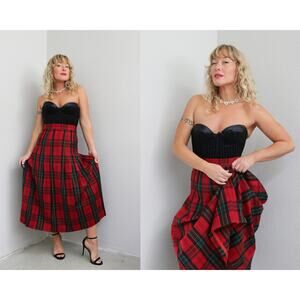 1980's Vintage Allen Lolly English Wool Plaid Skirt ~ Women's XS SM Waist 27"